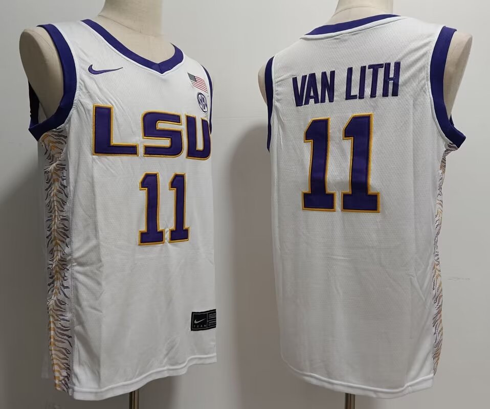 2024 NCAA Men LSU Tigers #11 Van Lith white Nike jerseys->ncaa teams->NCAA Jersey